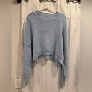 Free People Light Blue Crew Neck Sweater